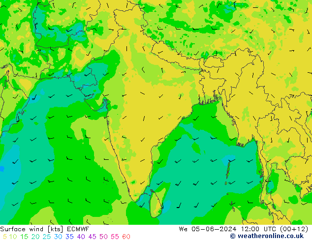 Surface wind ECMWF We 05.06.2024 12 UTC