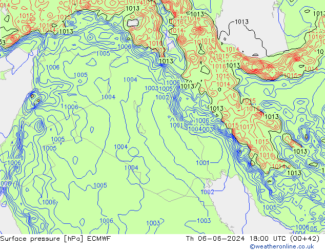 Surface pressure ECMWF Th 06.06.2024 18 UTC