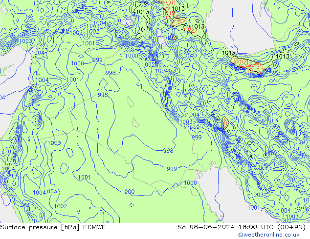 Luchtdruk (Grond) ECMWF za 08.06.2024 18 UTC