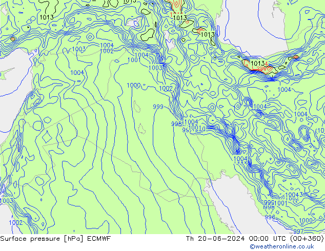 Luchtdruk (Grond) ECMWF do 20.06.2024 00 UTC