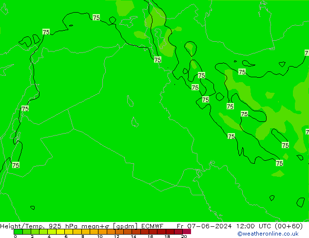 Height/Temp. 925 гПа ECMWF пт 07.06.2024 12 UTC