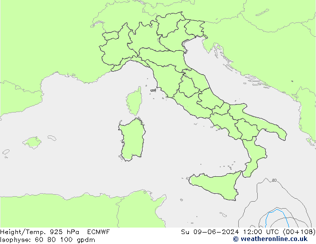 Height/Temp. 925 hPa ECMWF Su 09.06.2024 12 UTC