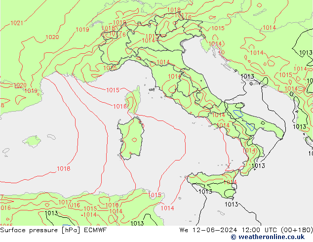 Surface pressure ECMWF We 12.06.2024 12 UTC