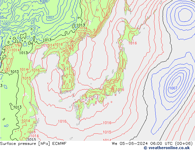 Pressione al suolo ECMWF mer 05.06.2024 06 UTC