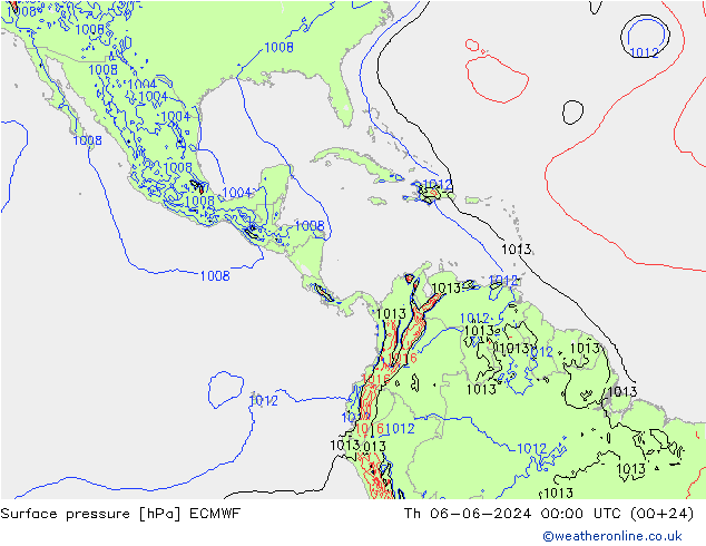 Luchtdruk (Grond) ECMWF do 06.06.2024 00 UTC