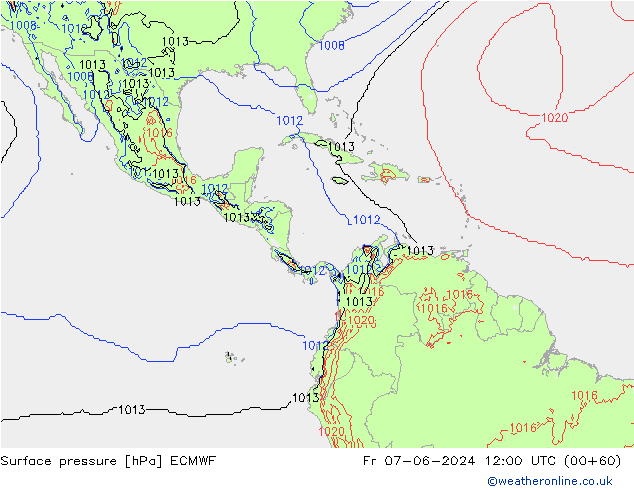 приземное давление ECMWF пт 07.06.2024 12 UTC