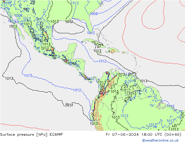 приземное давление ECMWF пт 07.06.2024 18 UTC