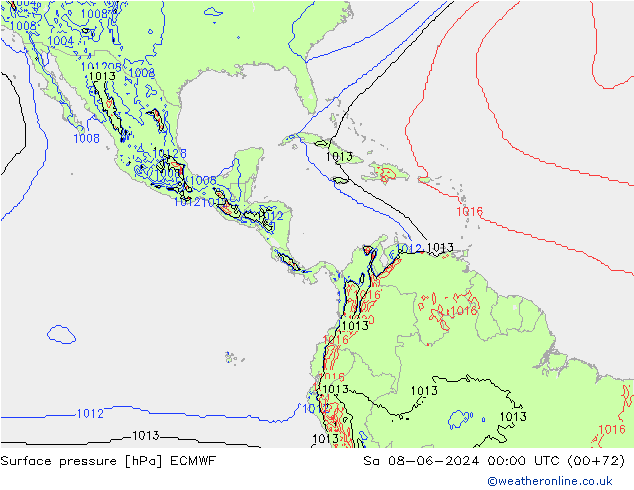 Surface pressure ECMWF Sa 08.06.2024 00 UTC