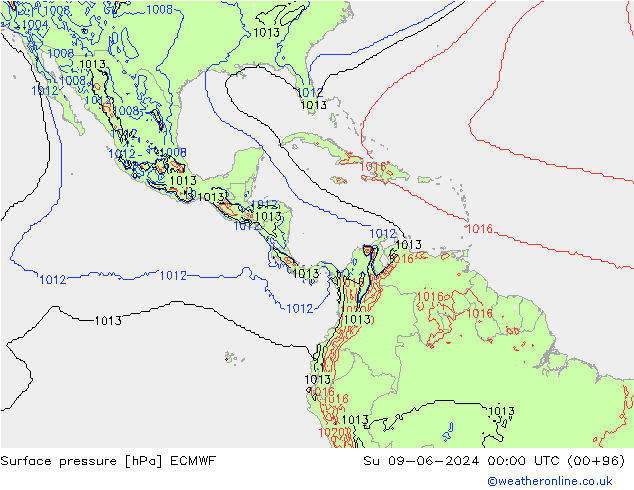 Surface pressure ECMWF Su 09.06.2024 00 UTC