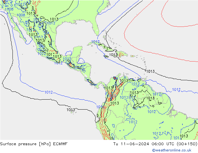 Surface pressure ECMWF Tu 11.06.2024 06 UTC