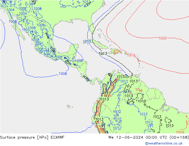 Atmosférický tlak ECMWF St 12.06.2024 00 UTC