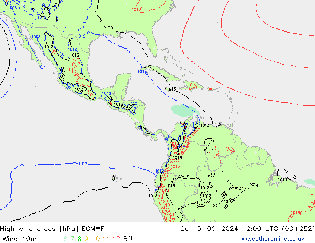 High wind areas ECMWF So 15.06.2024 12 UTC