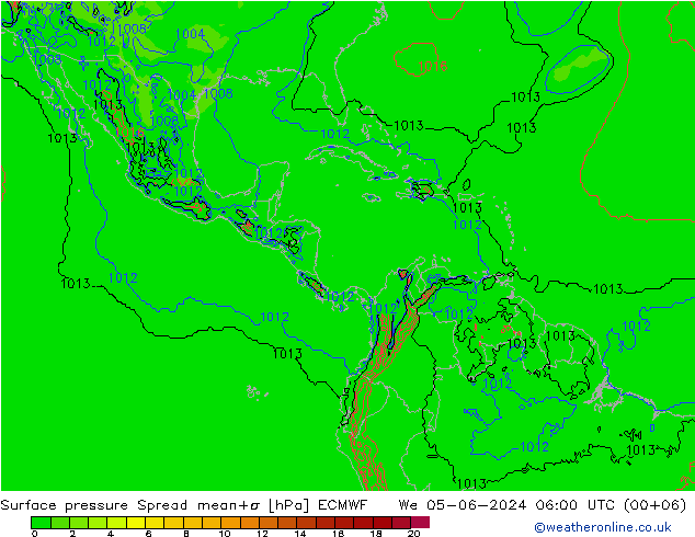 ciśnienie Spread ECMWF śro. 05.06.2024 06 UTC