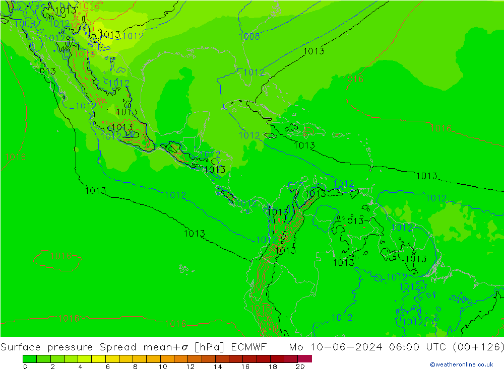 ciśnienie Spread ECMWF pon. 10.06.2024 06 UTC