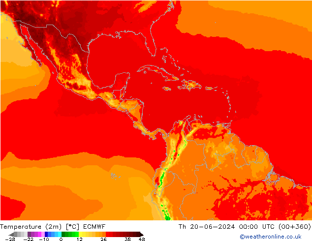 Temperature (2m) ECMWF Th 20.06.2024 00 UTC