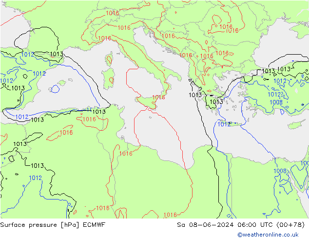 Yer basıncı ECMWF Cts 08.06.2024 06 UTC