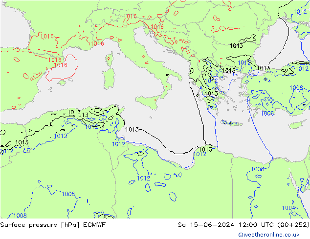 Pressione al suolo ECMWF sab 15.06.2024 12 UTC