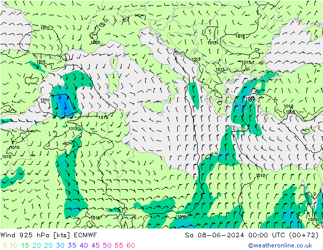 Wind 925 hPa ECMWF Sa 08.06.2024 00 UTC