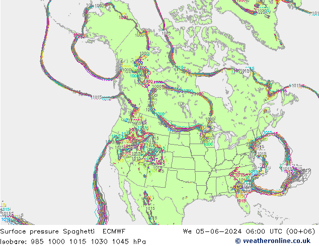 Surface pressure Spaghetti ECMWF We 05.06.2024 06 UTC