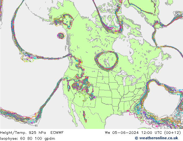 Height/Temp. 925 hPa ECMWF Mi 05.06.2024 12 UTC