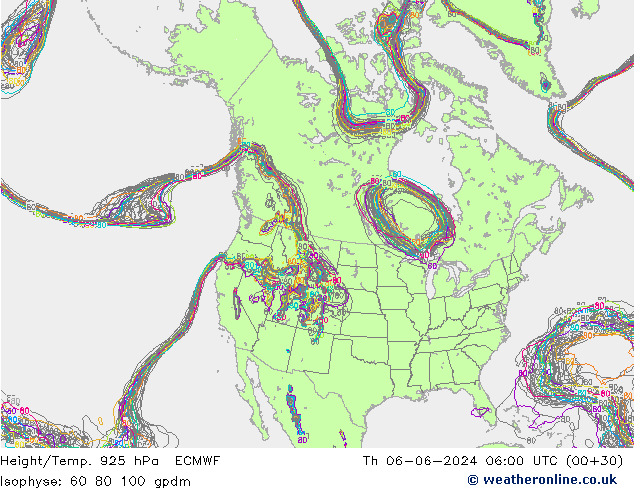 Geop./Temp. 925 hPa ECMWF jue 06.06.2024 06 UTC