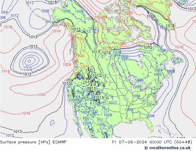 Atmosférický tlak ECMWF Pá 07.06.2024 00 UTC