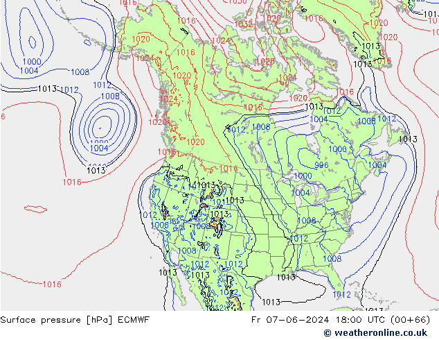 ciśnienie ECMWF pt. 07.06.2024 18 UTC