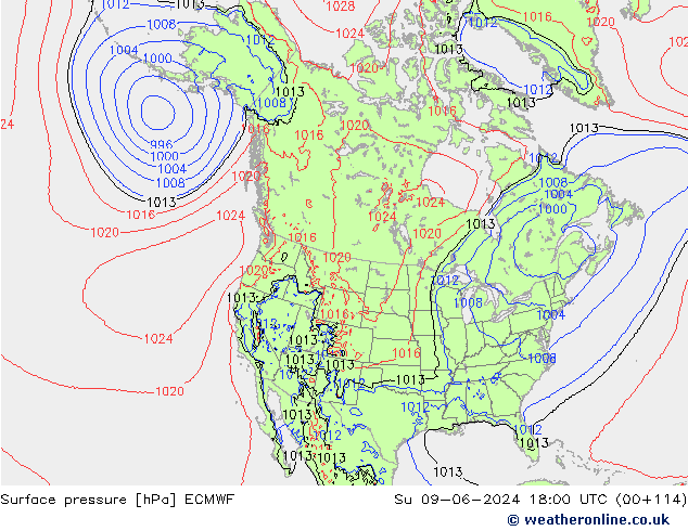 Bodendruck ECMWF So 09.06.2024 18 UTC