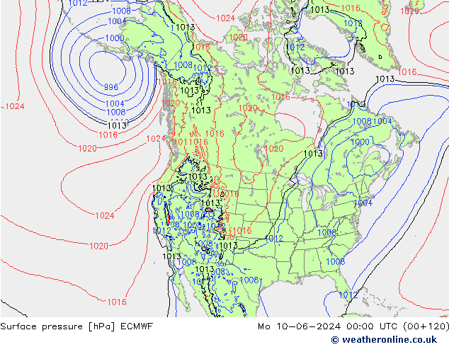 Surface pressure ECMWF Mo 10.06.2024 00 UTC