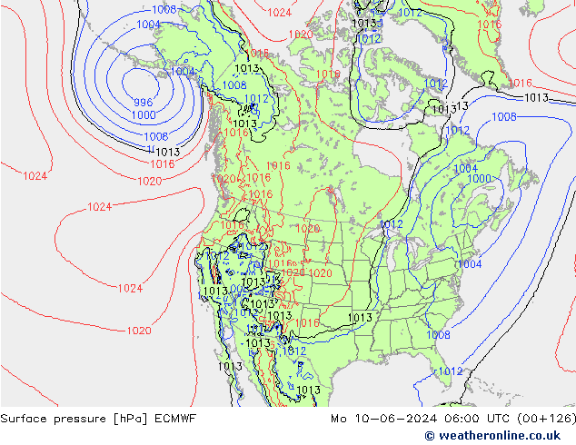 Surface pressure ECMWF Mo 10.06.2024 06 UTC