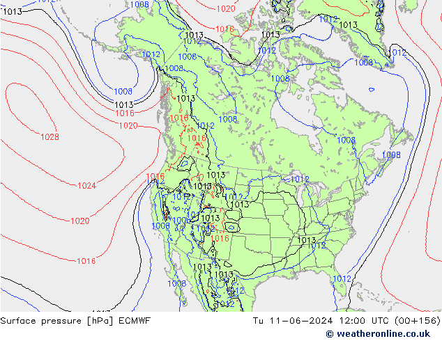 приземное давление ECMWF вт 11.06.2024 12 UTC