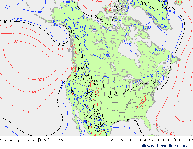 pressão do solo ECMWF Qua 12.06.2024 12 UTC