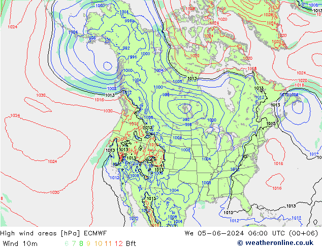 High wind areas ECMWF We 05.06.2024 06 UTC