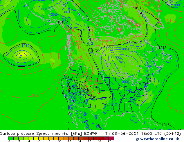 pression de l'air Spread ECMWF jeu 06.06.2024 18 UTC