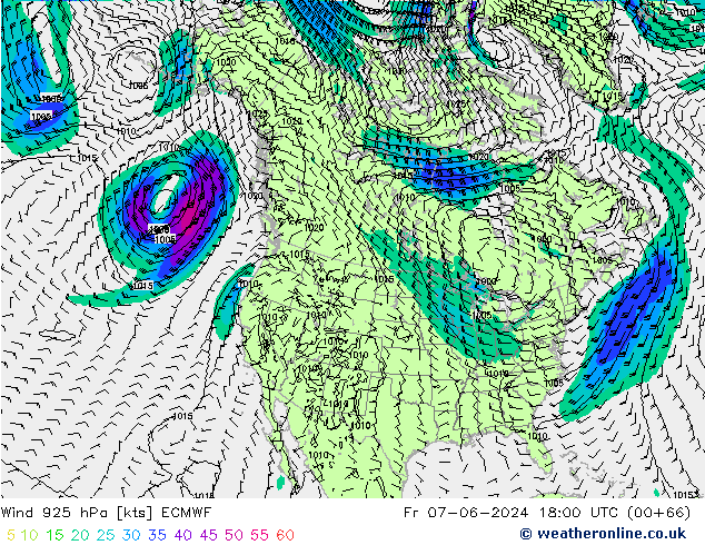 Wind 925 hPa ECMWF Fr 07.06.2024 18 UTC