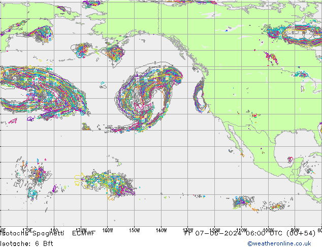 Isotachs Spaghetti ECMWF ven 07.06.2024 06 UTC