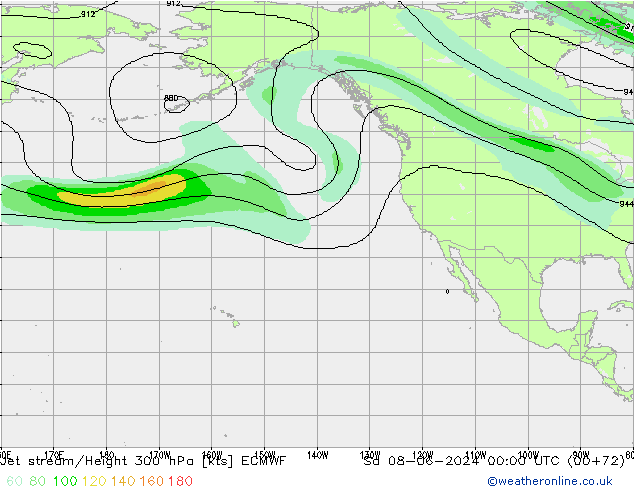 Jet stream ECMWF Sáb 08.06.2024 00 UTC