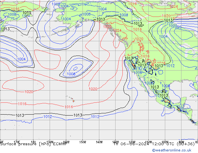 Presión superficial ECMWF jue 06.06.2024 12 UTC