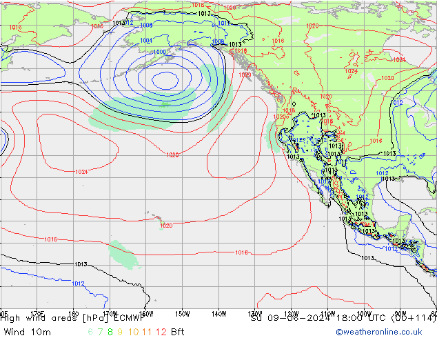 Windvelden ECMWF zo 09.06.2024 18 UTC