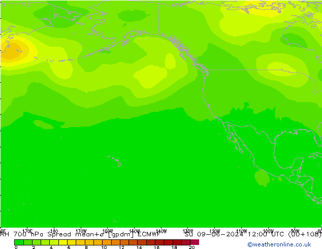 700 hPa Nispi Nem Spread ECMWF Paz 09.06.2024 12 UTC