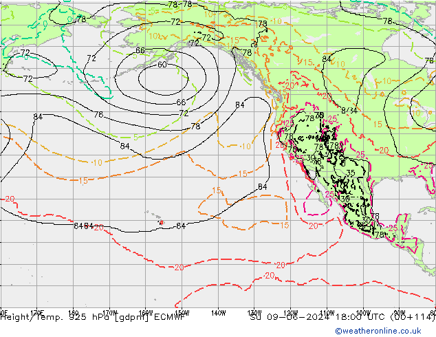 Hoogte/Temp. 925 hPa ECMWF zo 09.06.2024 18 UTC