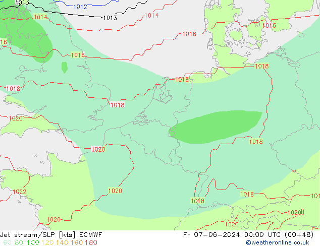 Polarjet/Bodendruck ECMWF Fr 07.06.2024 00 UTC