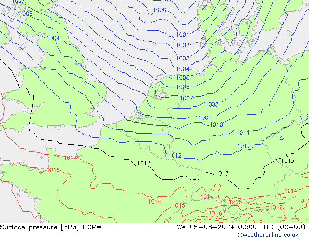 Luchtdruk (Grond) ECMWF wo 05.06.2024 00 UTC