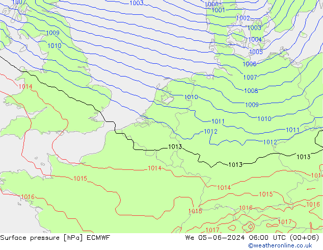 ciśnienie ECMWF śro. 05.06.2024 06 UTC