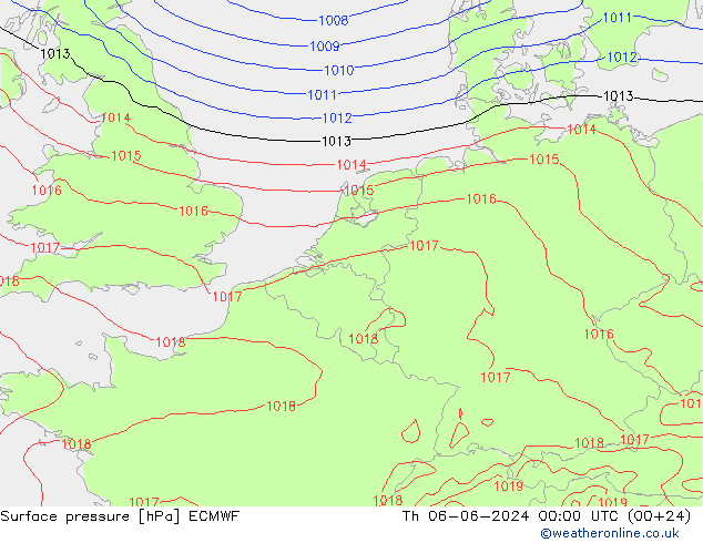 приземное давление ECMWF чт 06.06.2024 00 UTC