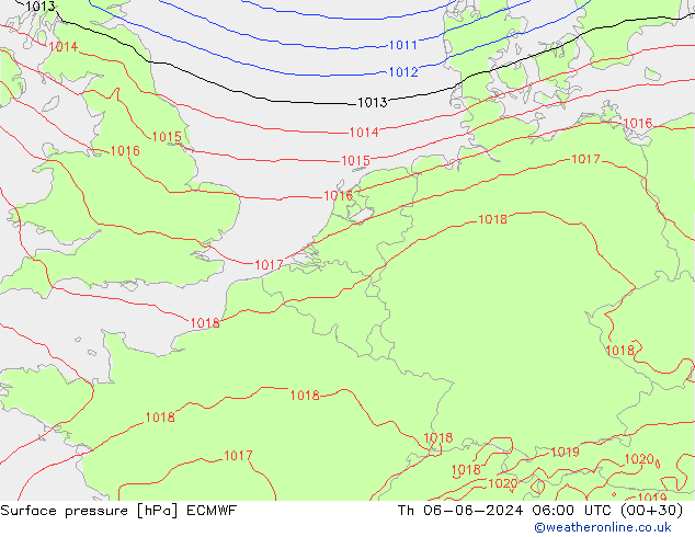 Bodendruck ECMWF Do 06.06.2024 06 UTC