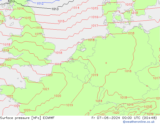 Luchtdruk (Grond) ECMWF vr 07.06.2024 00 UTC