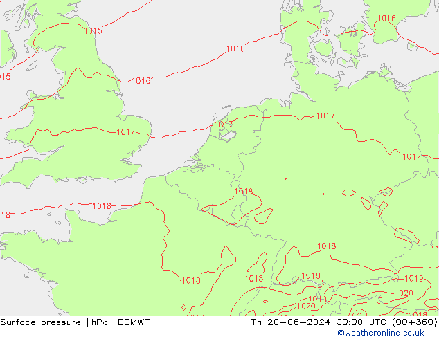 Luchtdruk (Grond) ECMWF do 20.06.2024 00 UTC