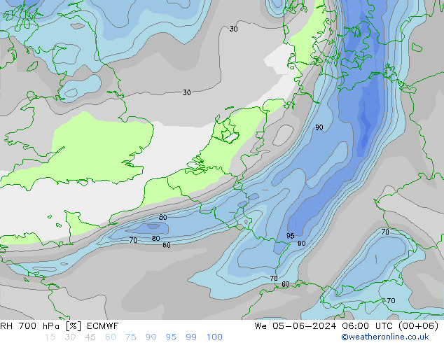 RH 700 hPa ECMWF  05.06.2024 06 UTC