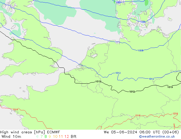 Izotacha ECMWF śro. 05.06.2024 06 UTC